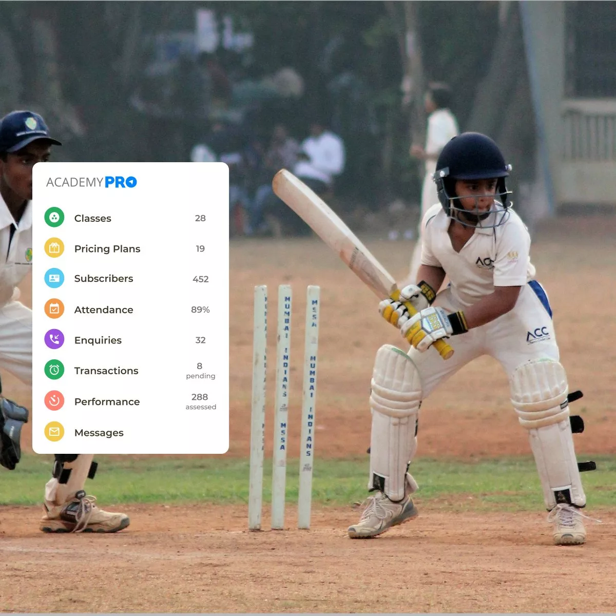 Cricket Academy Management App | Software - AcademyPRO - spyn