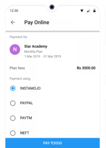 Online Payment of Academy fees