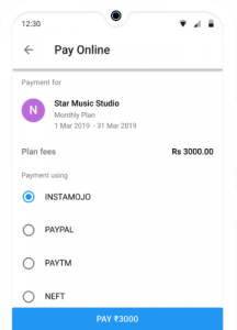 Online Fees Payment for Music