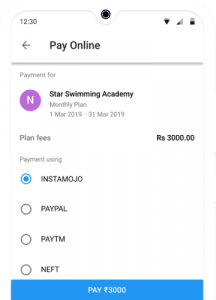 Online Fee Payment for Swimming