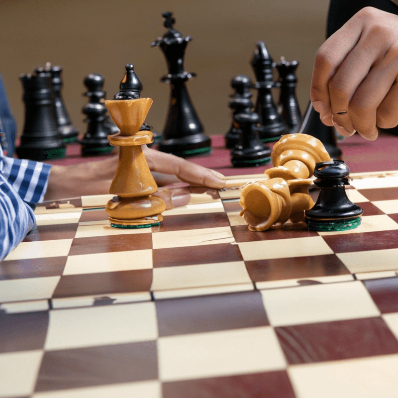 Two Indian players playing chess against each other in a chess tournament